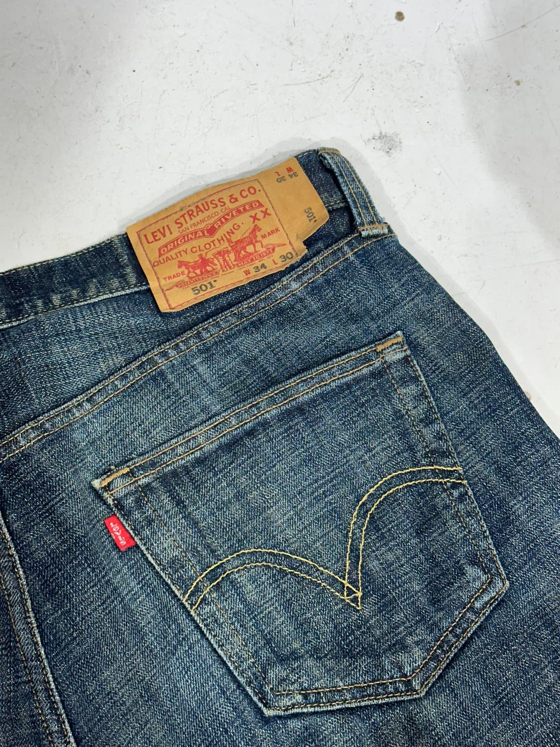 리바이스 501 진청 와이드 데님 팬츠 36 상품이미지6