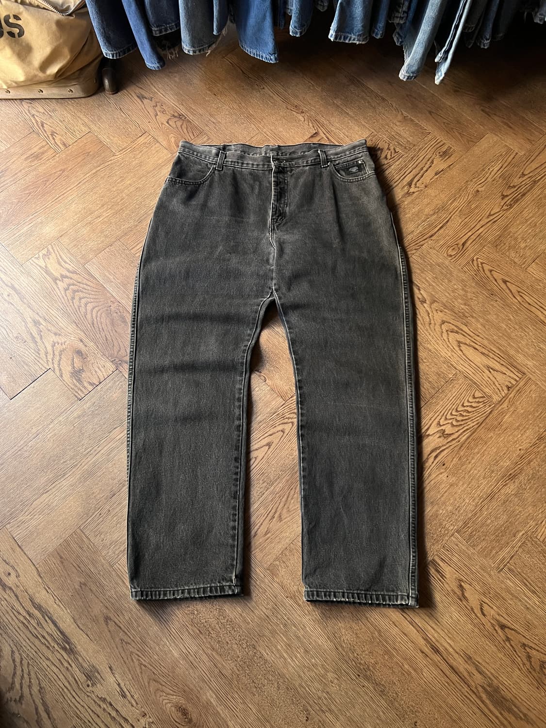 [38]00's 할리데이비슨 빈티지 워싱 흑청 데님 팬츠 상품이미지2