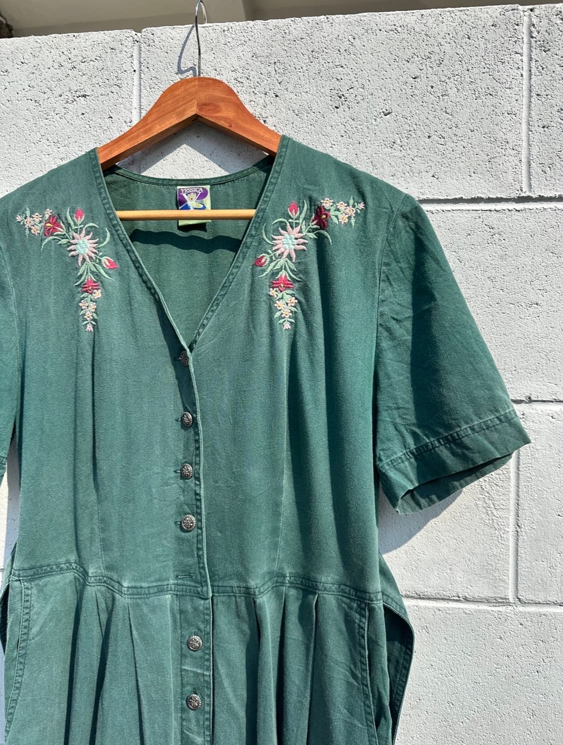 90’s 오스트리아 티롤리안 그린 플라워자수 원피스 상품이미지4