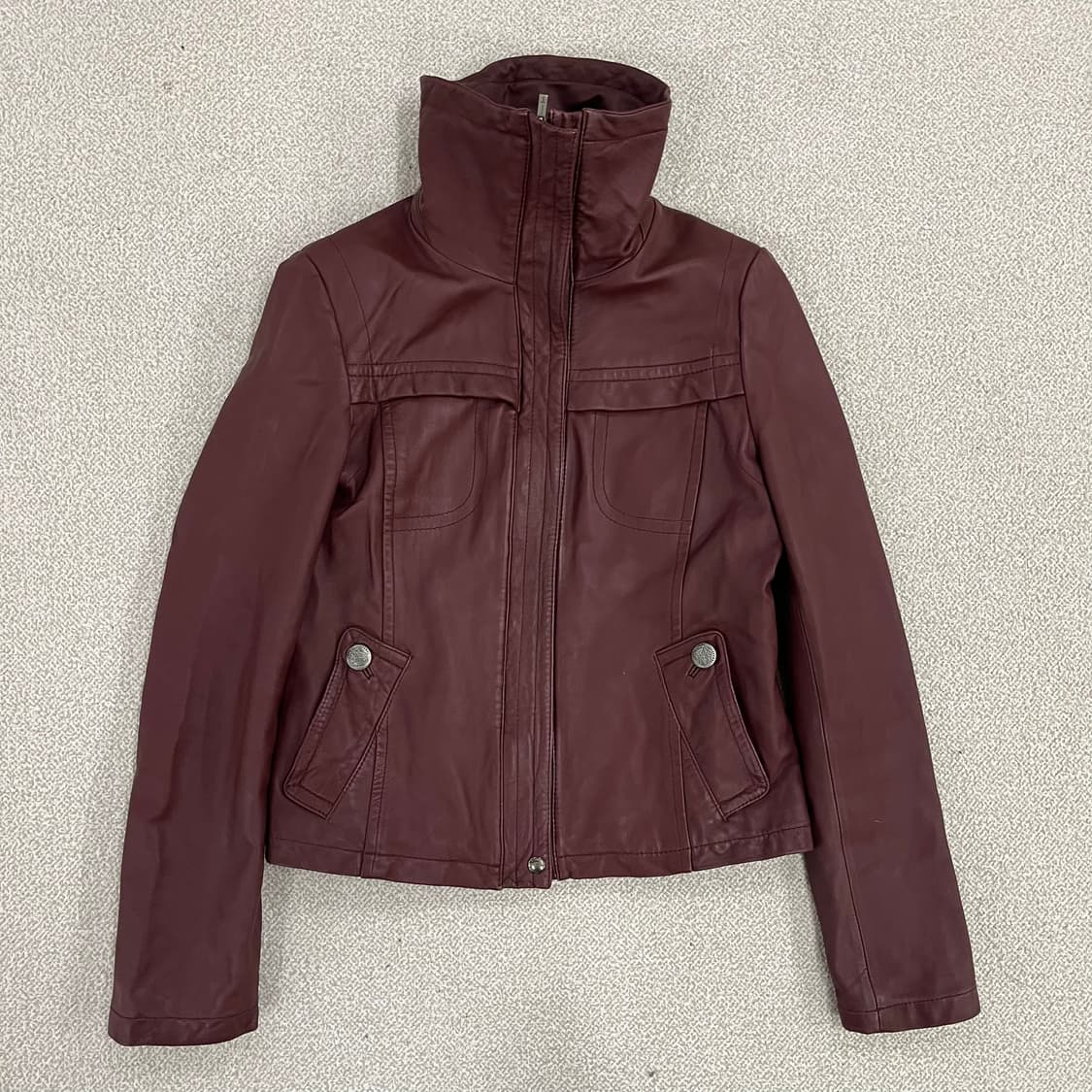 90 톰보이 여성 버건디 양가죽 자켓 0122M1 상품이미지1