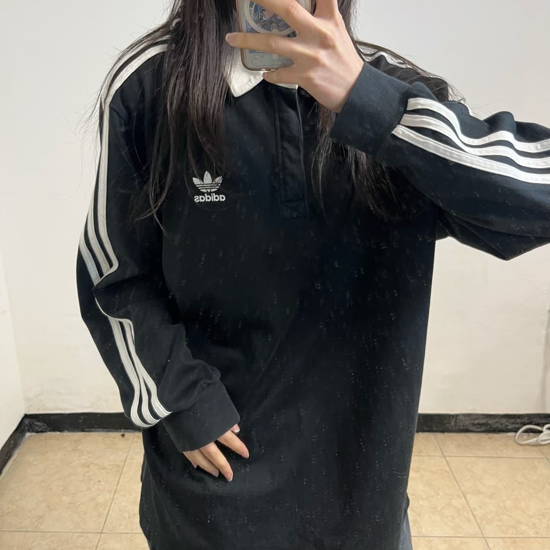 Adidas black collar rugby tee 상품이미지3