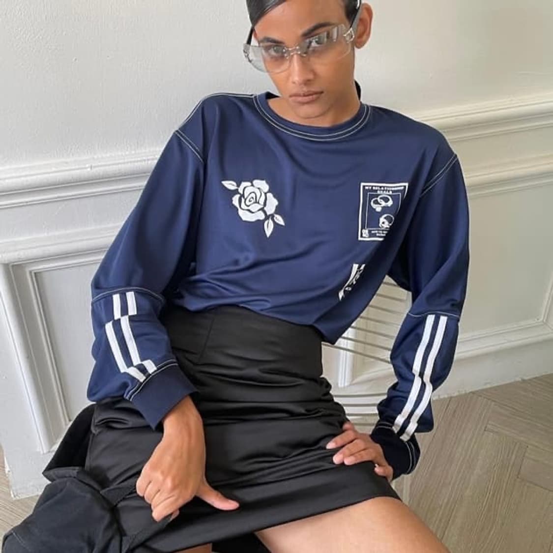 기준 풋볼 져지탑 긴팔 티셔츠 네이비 상품이미지1