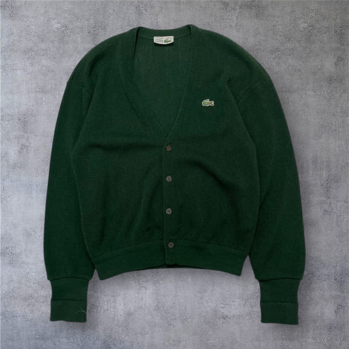 라코스테 Lacoste 딥그린 크록패치 퓨어울 브이넥 가디건 100 상품이미지1