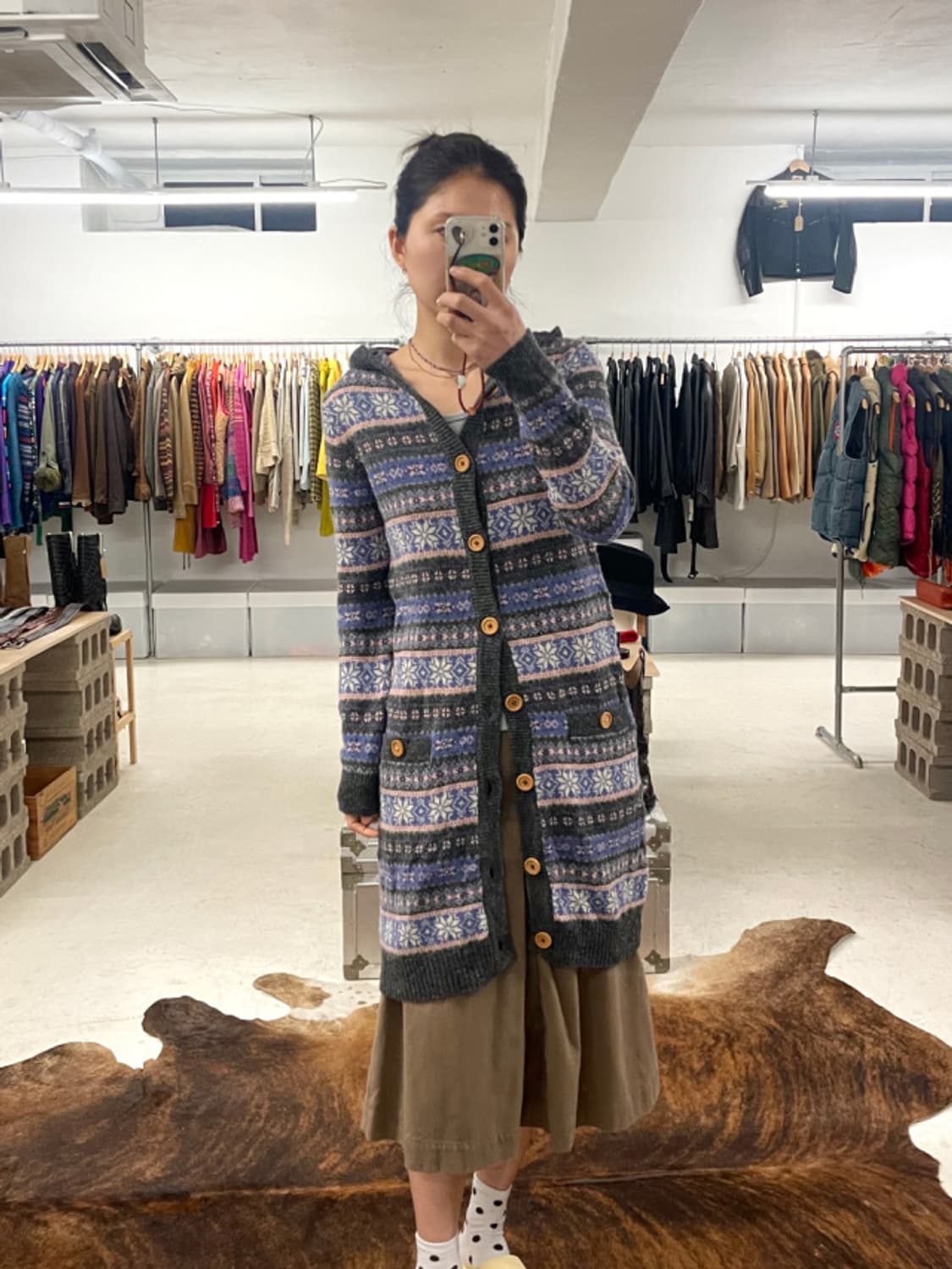 BEAMS fair isle hood cardigan 빔즈 후드 가디건 상품이미지1