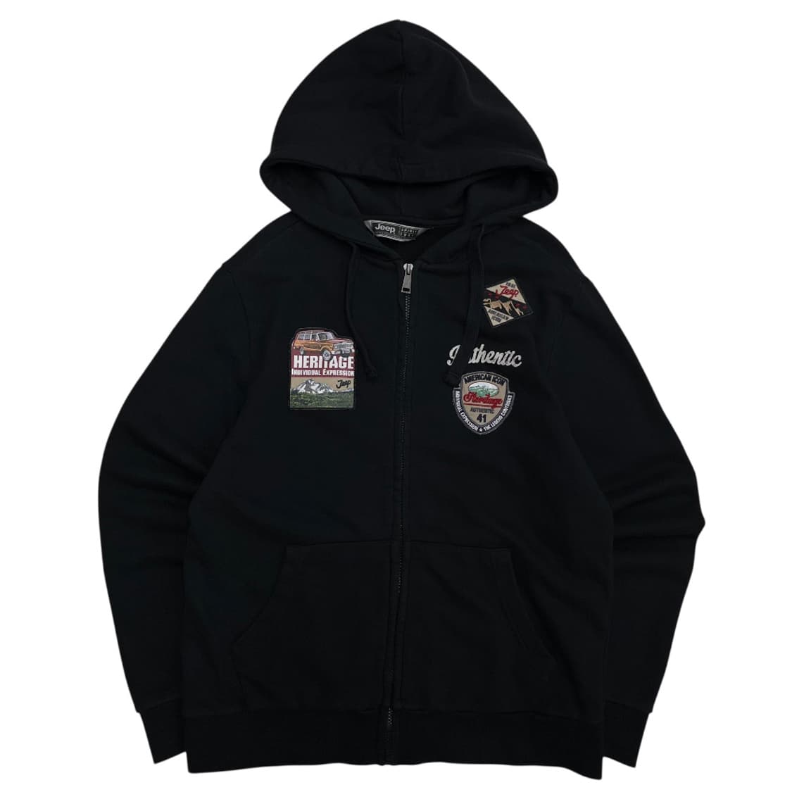 지프 프린팅 로고 블랙 후드집업 XL 상품이미지2