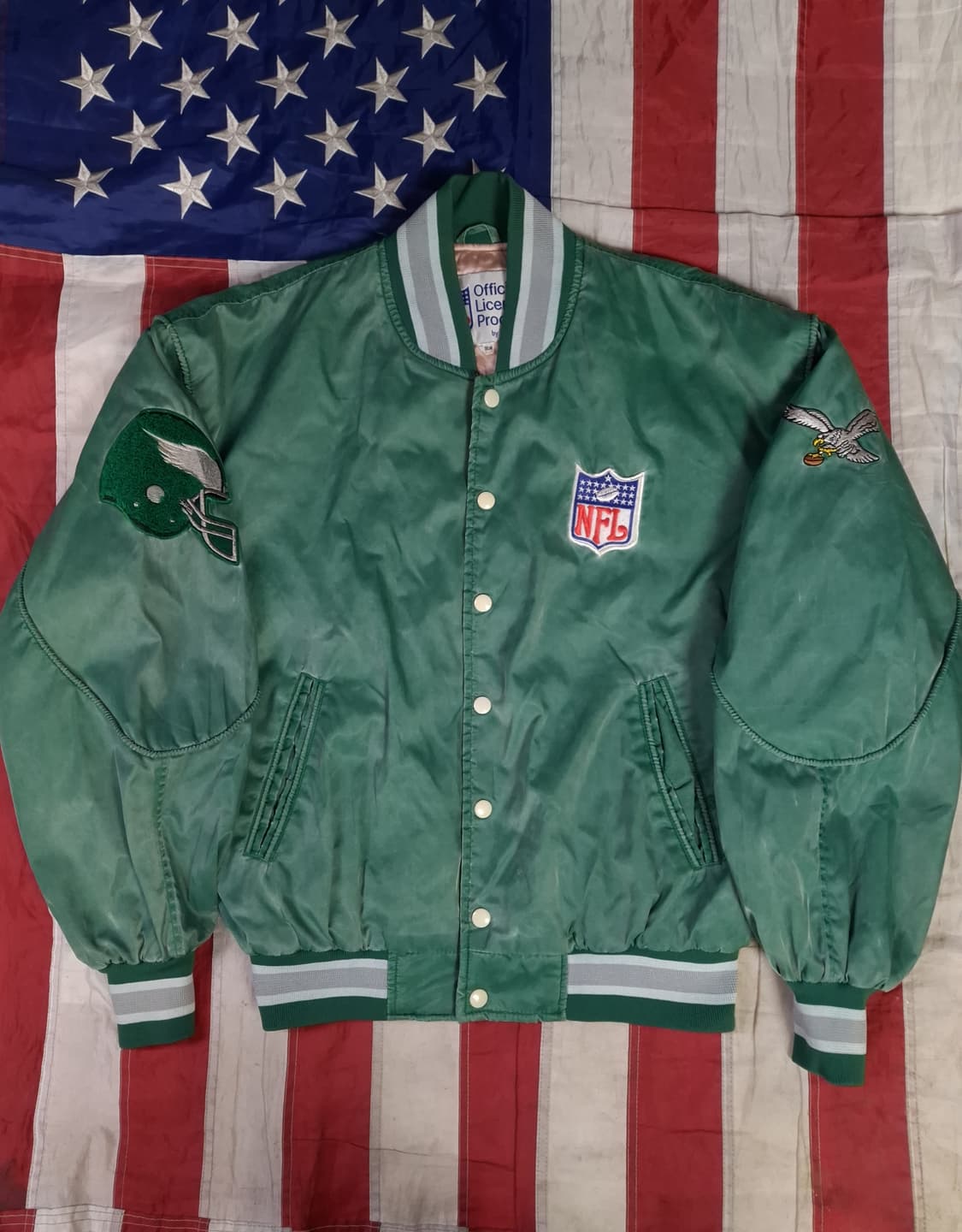 80's 빈티지 NFL 필라델피아 이글스 사틴 바시티자켓 상품이미지3