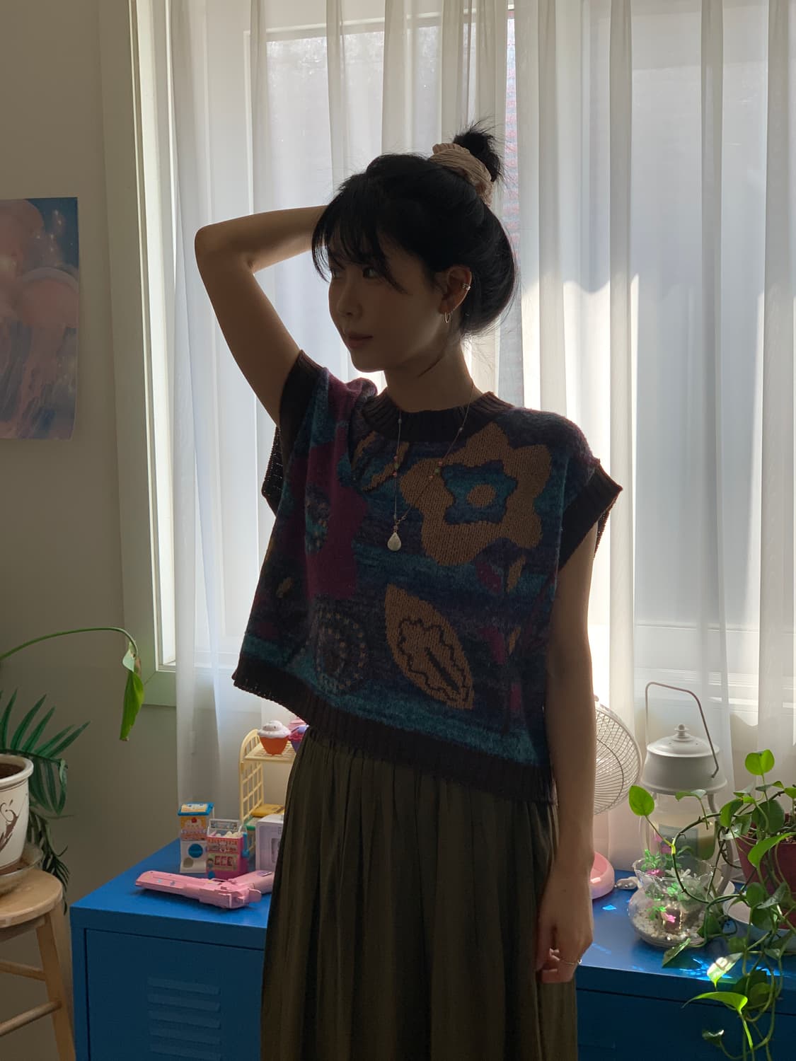 가든 패턴 니트 조끼 상품이미지2