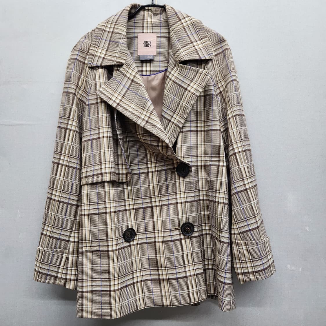 쥬시쥬디 체크패턴 더블버튼 하프코트 80(M) 상품이미지1