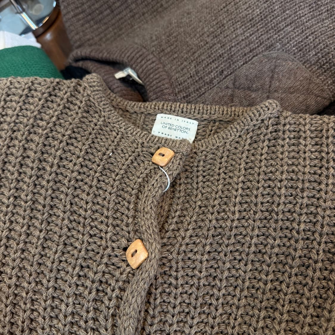 베네통 이탈리아 생산 실크 혼방 코튼 니트 가디건 XS XXS 150 상품이미지2