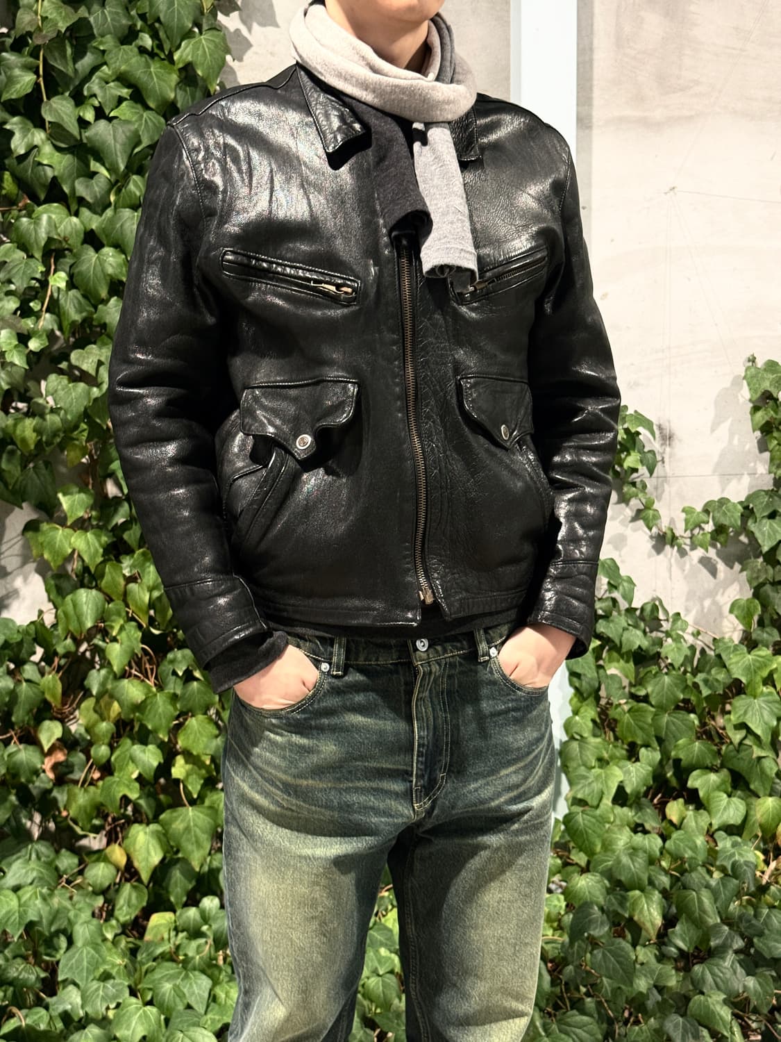 1980's 6pockets leather jacket 상품이미지5