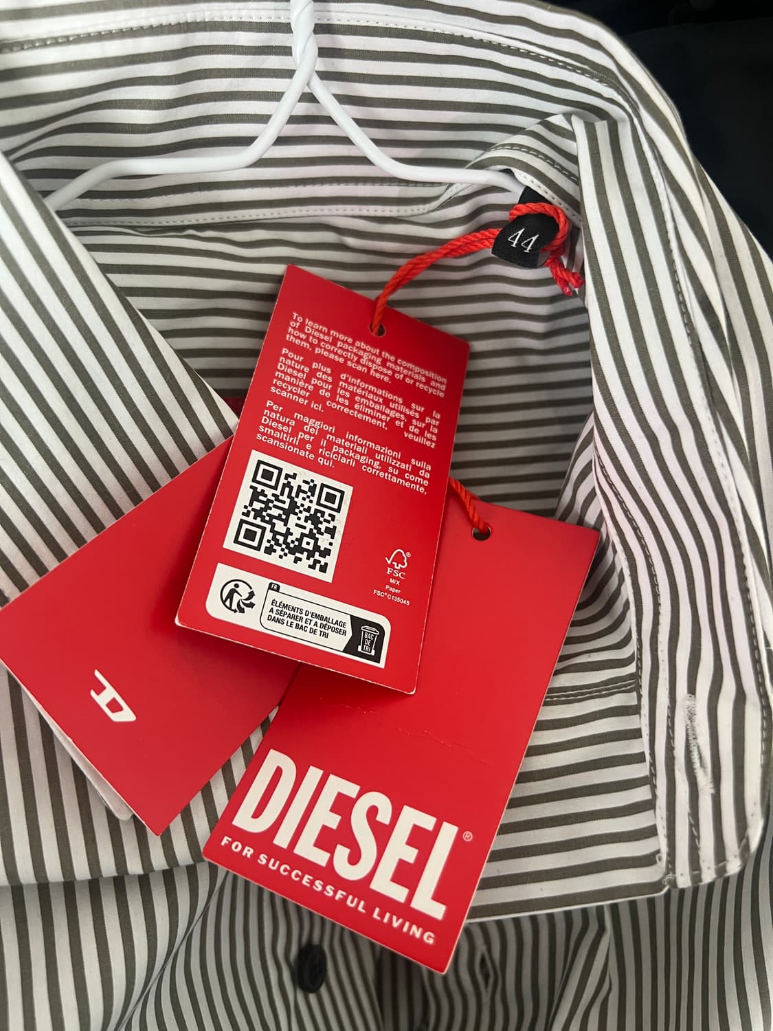 디젤 Diesel 스트라이프 셔츠 44 새상품 상품이미지6