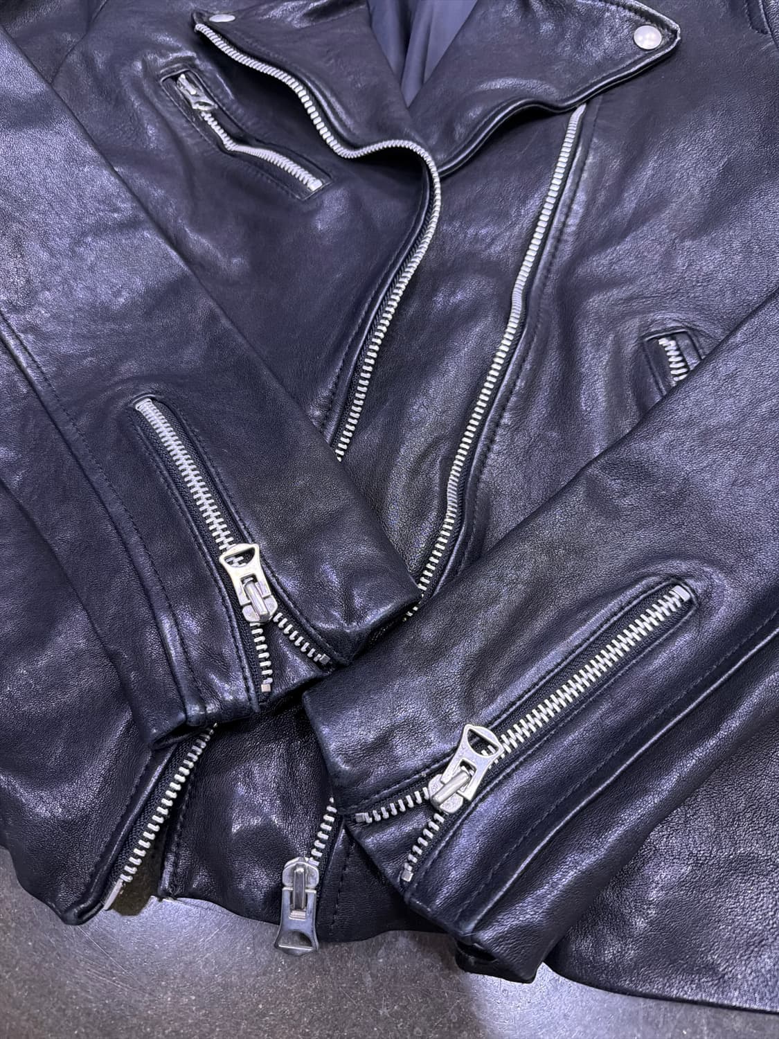 이태리 양가죽 워싱 레더 더블 라이더자켓 M 상품이미지5