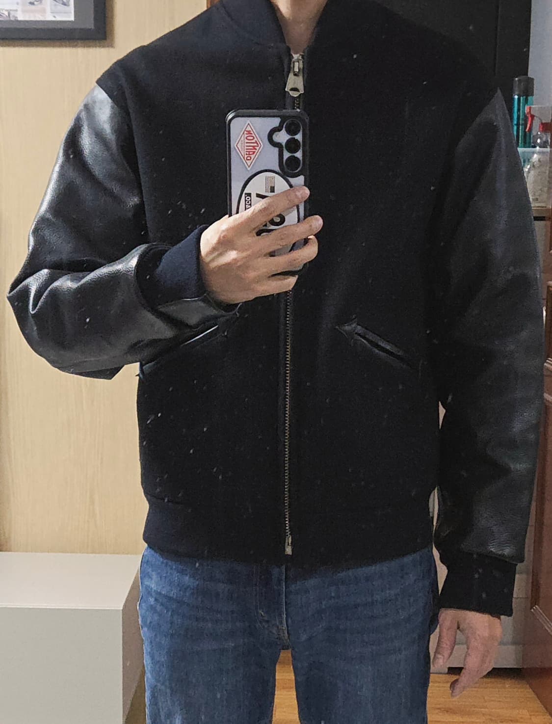 (착샷) 헤리티지플로스 레더 바시티 자켓 상품이미지10