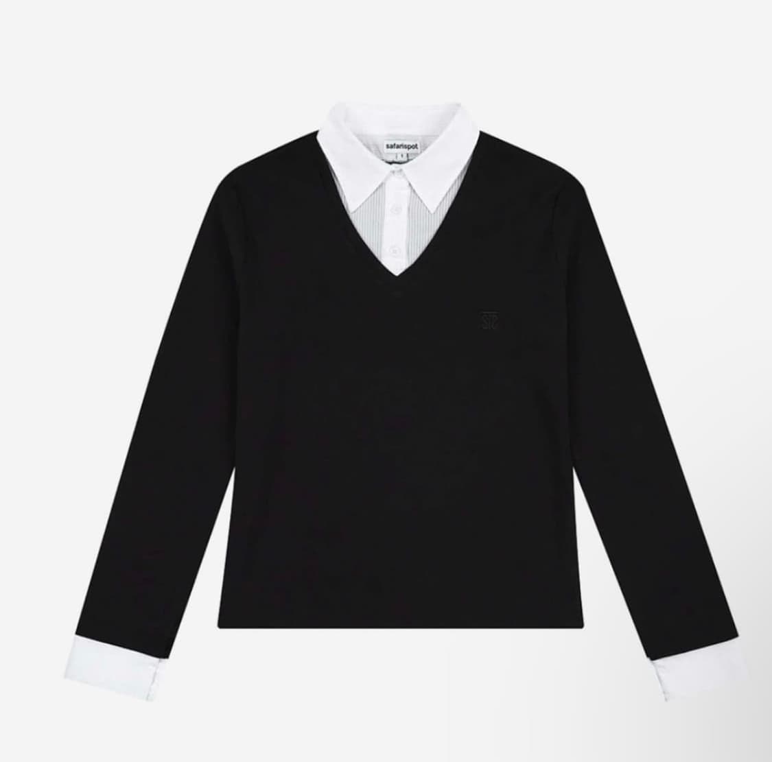 사파리스팟 스쿨 셔츠 슬리브 블랙 화이트 상품이미지1