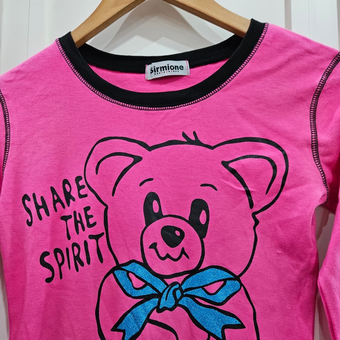 핑크 곰돌이 캐릭터 긴팔 티셔츠 상품이미지2