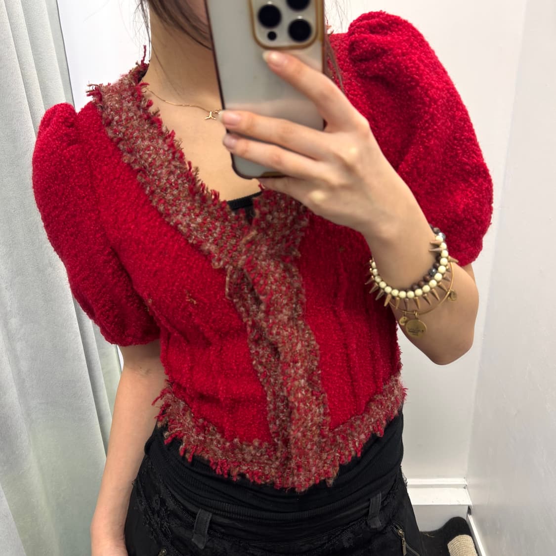 Hong 레드 트위드 자켓 상품이미지1