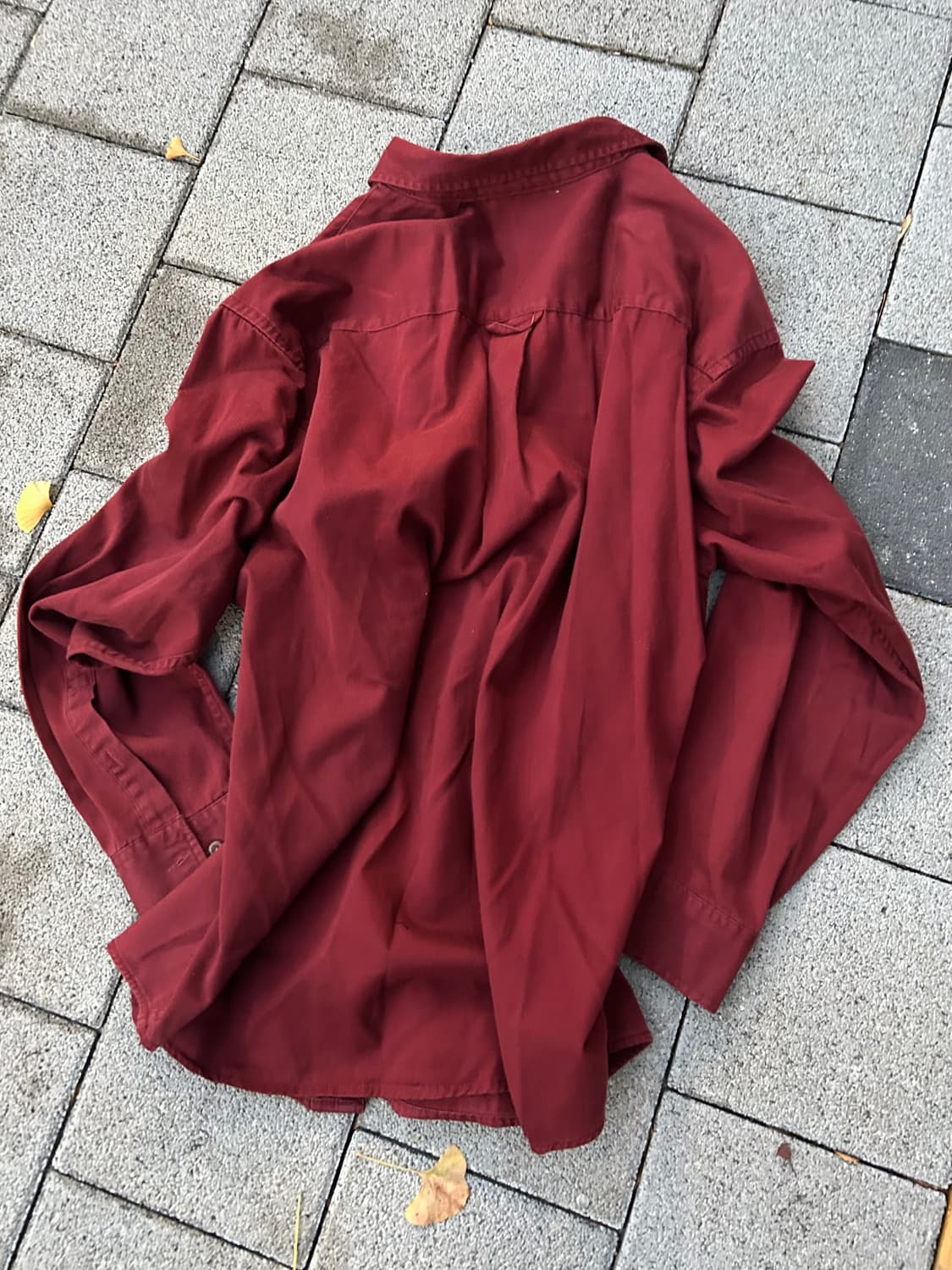 2000s 칼하트 버건디 올드스쿨 로고 셔츠  상품이미지2