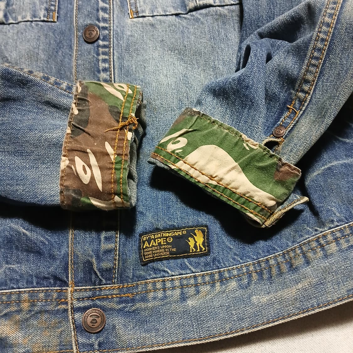 AAPE 에이프 바이베이프 구제 빈티지 트러커 청자켓 데님 상품이미지6