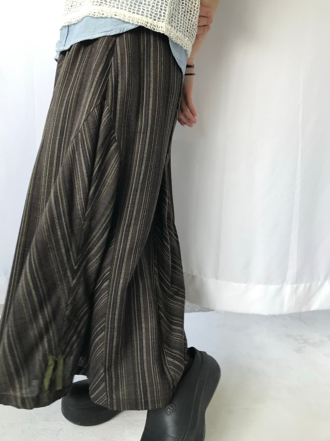 사이드 스트링 스트라이프 스커트  상품이미지1