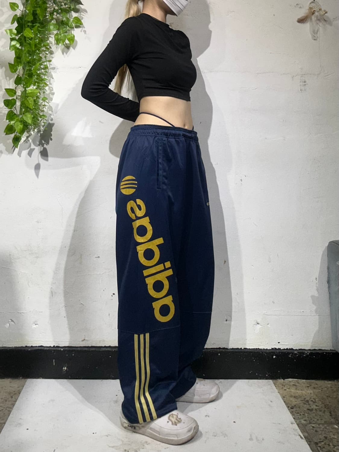 아디다스 네이비 와이드 스펠아웃 골드 삼선 트레이닝 추리닝 바지 M 상품이미지1