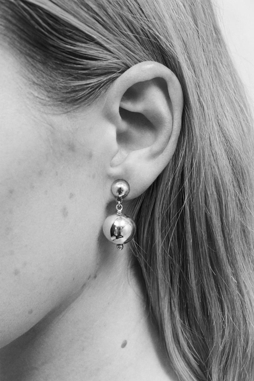 소피부하이 볼 드랍 실버 이어링 상품이미지3