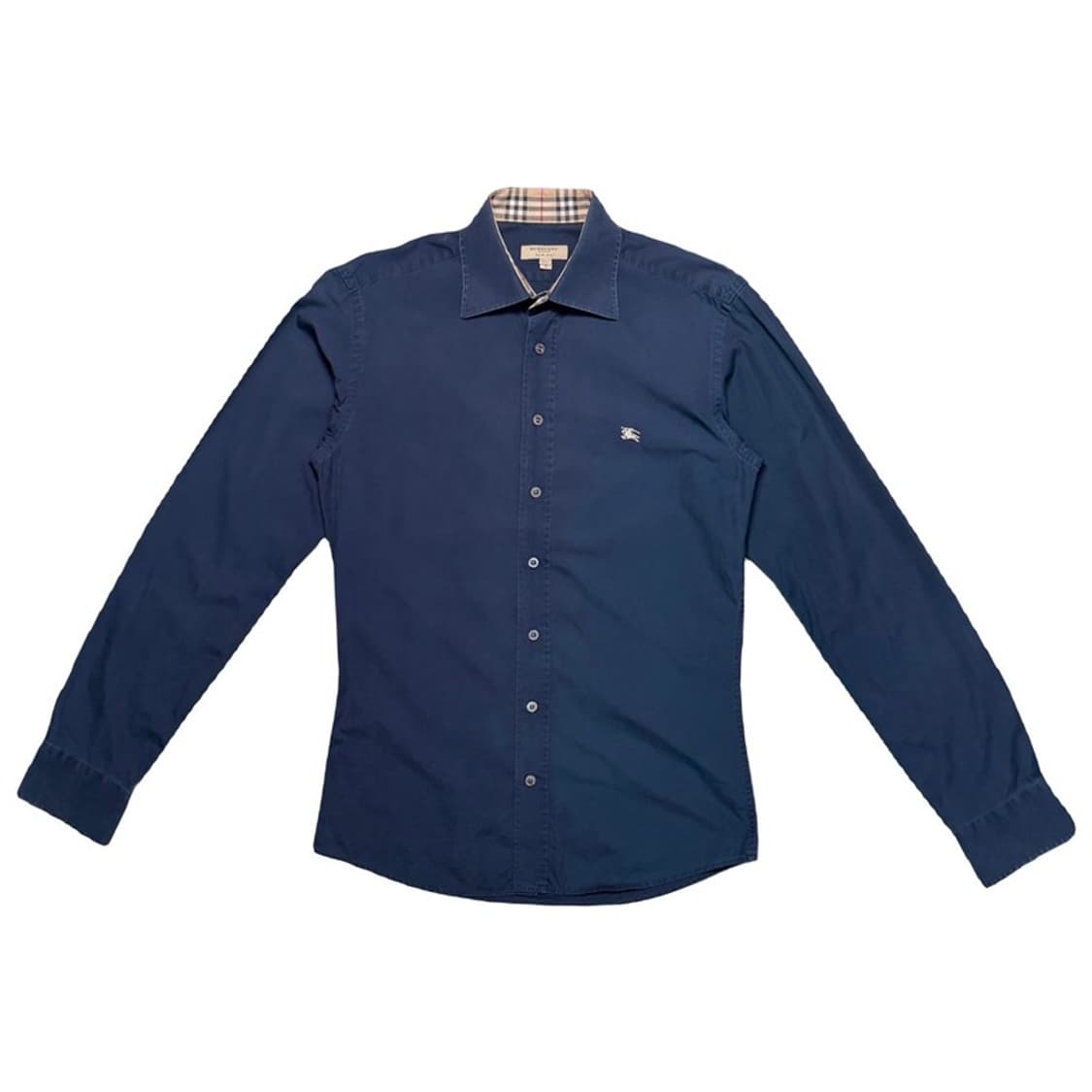 버버리 군마 자수 슬림핏 셔츠 네이비 S 상품이미지1