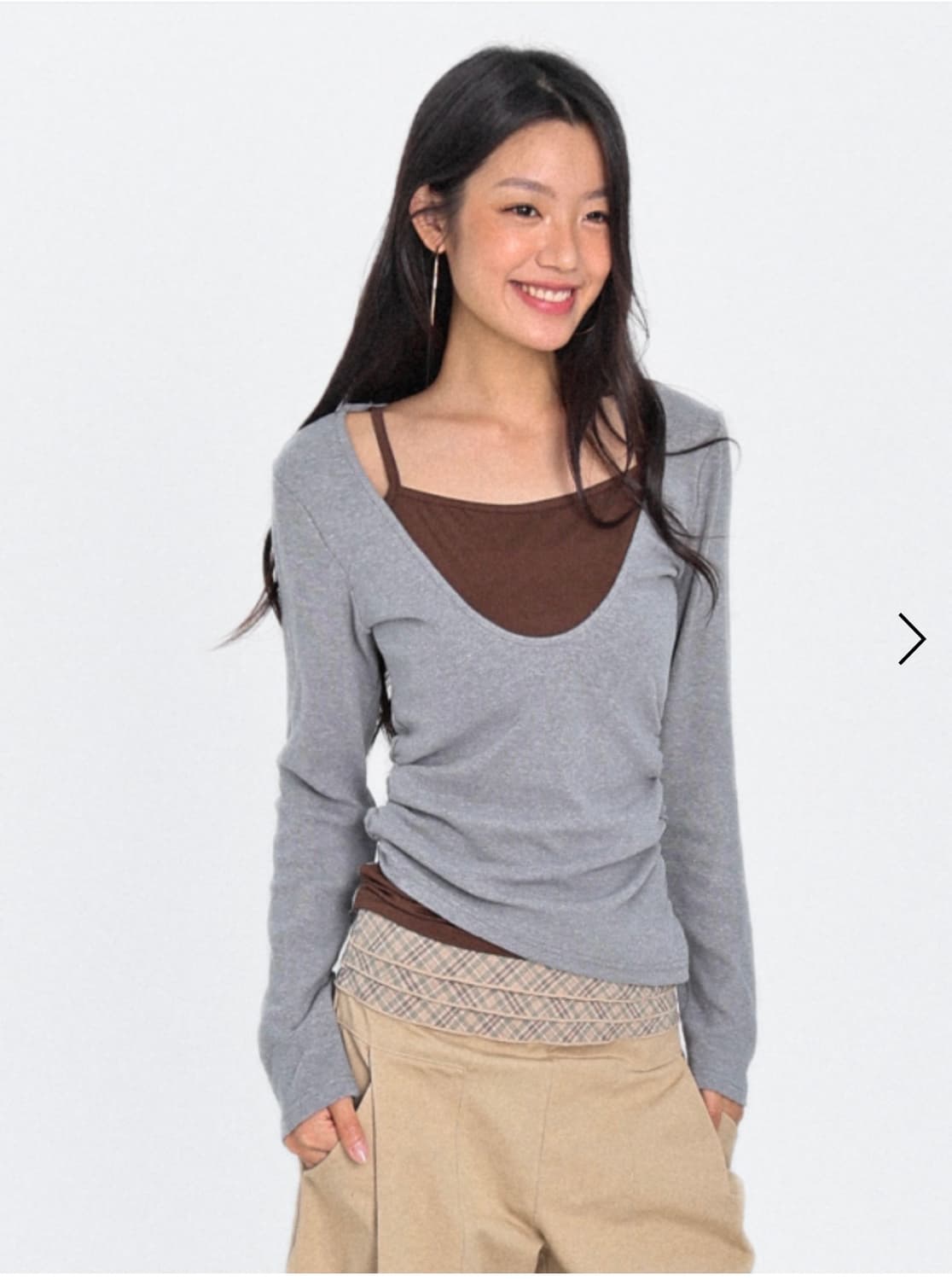 오운서 올드메모리 레이어드 롱슬리브 차콜 상품이미지1