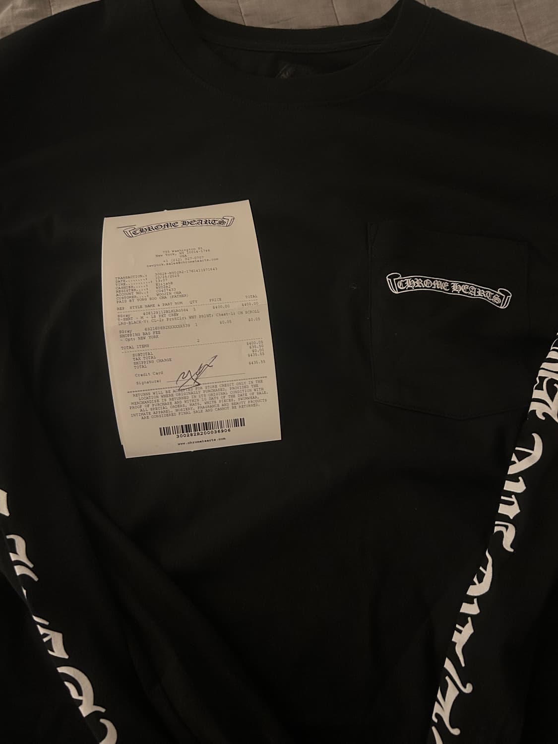 크롬하츠 스크롤 로고 롱슬리브 L (영수증) 상품이미지1