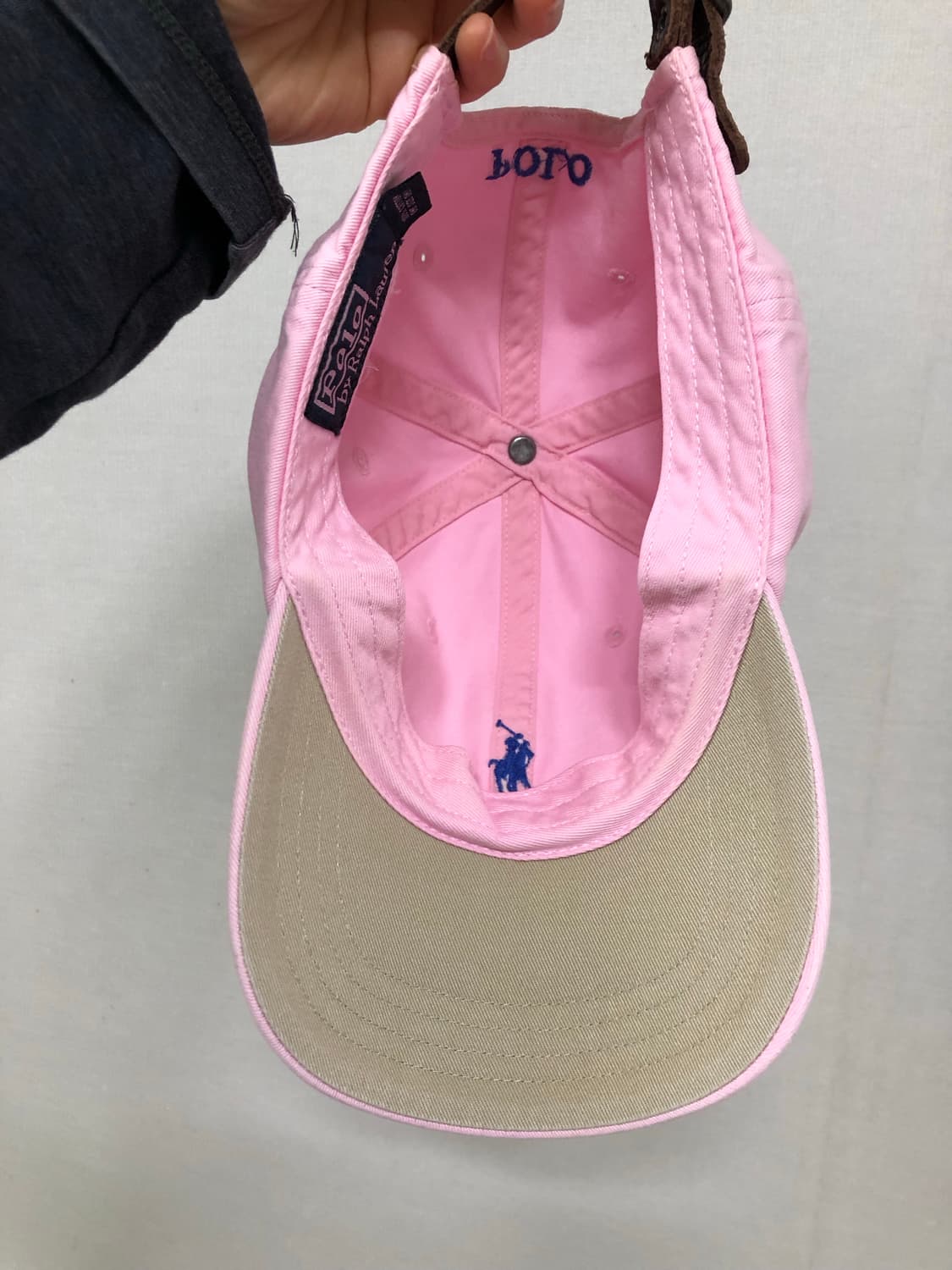 폴로 랄프로렌 가죽스트랩 치노 코튼 볼캡 모자 _ 연핑크 딸기우유 모리걸 상품이미지7