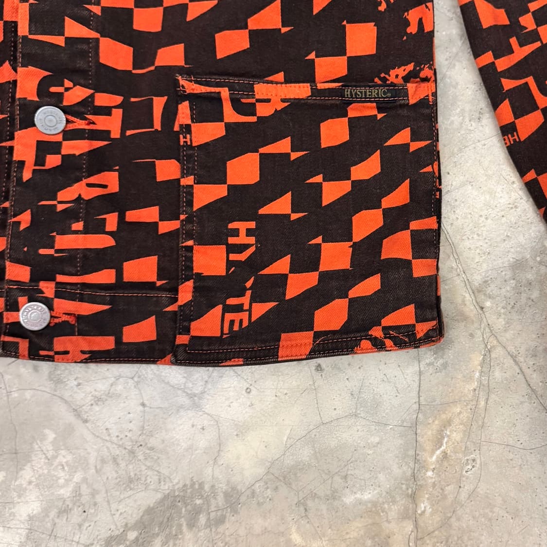 히스테릭글래머 체커보드 지브라 트러커 자켓 오렌지/블랙 상품이미지6