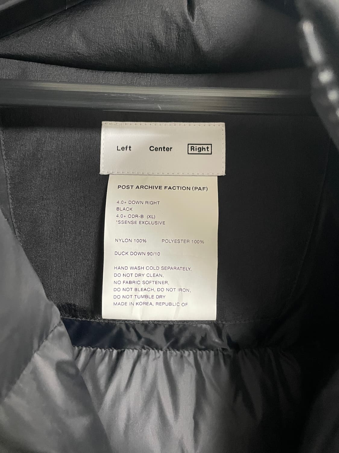 포스트 아카이브 팩션 (파프) 4.0 + 다운 라이트 블랙 XL 상품이미지3