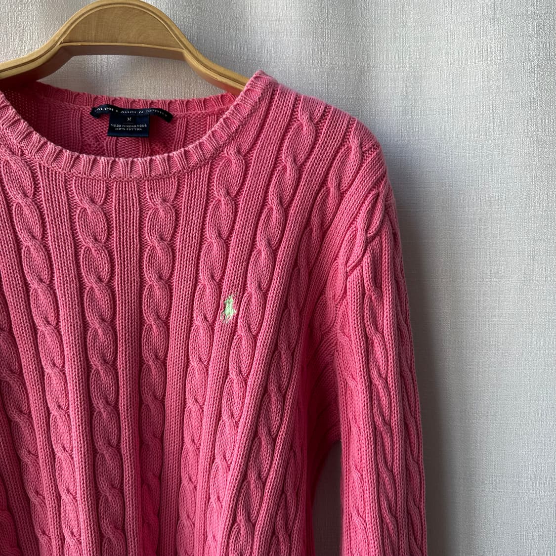 랄프로렌 스포츠 케이블 니트 코튼 스웨터 핑크 M 상품이미지2