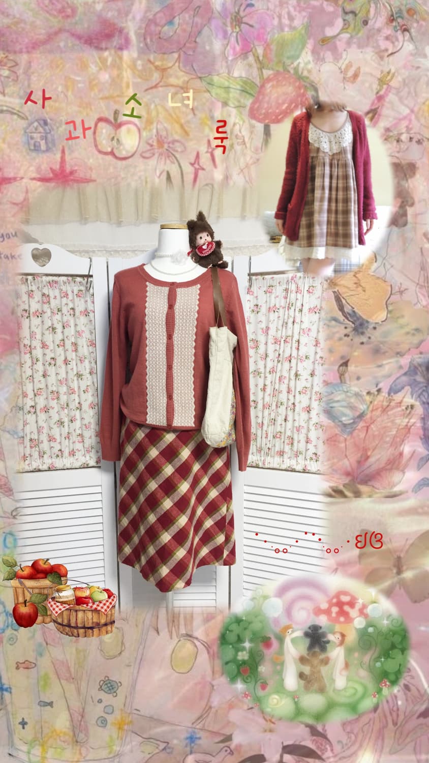 빈티지 사과색 레이스 가디건 상품이미지1