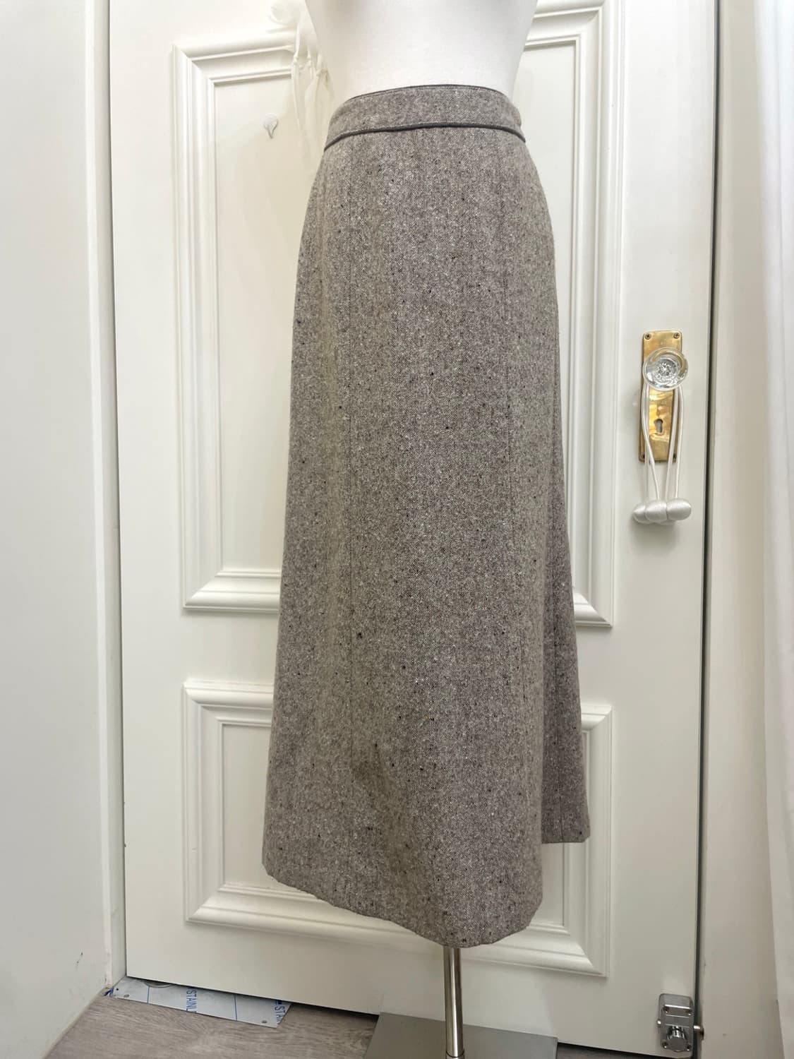 beige brown wool basic long skirt 상품이미지5