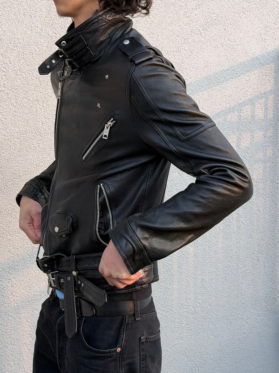 Vtg 바이커 레더 자켓 상품이미지3