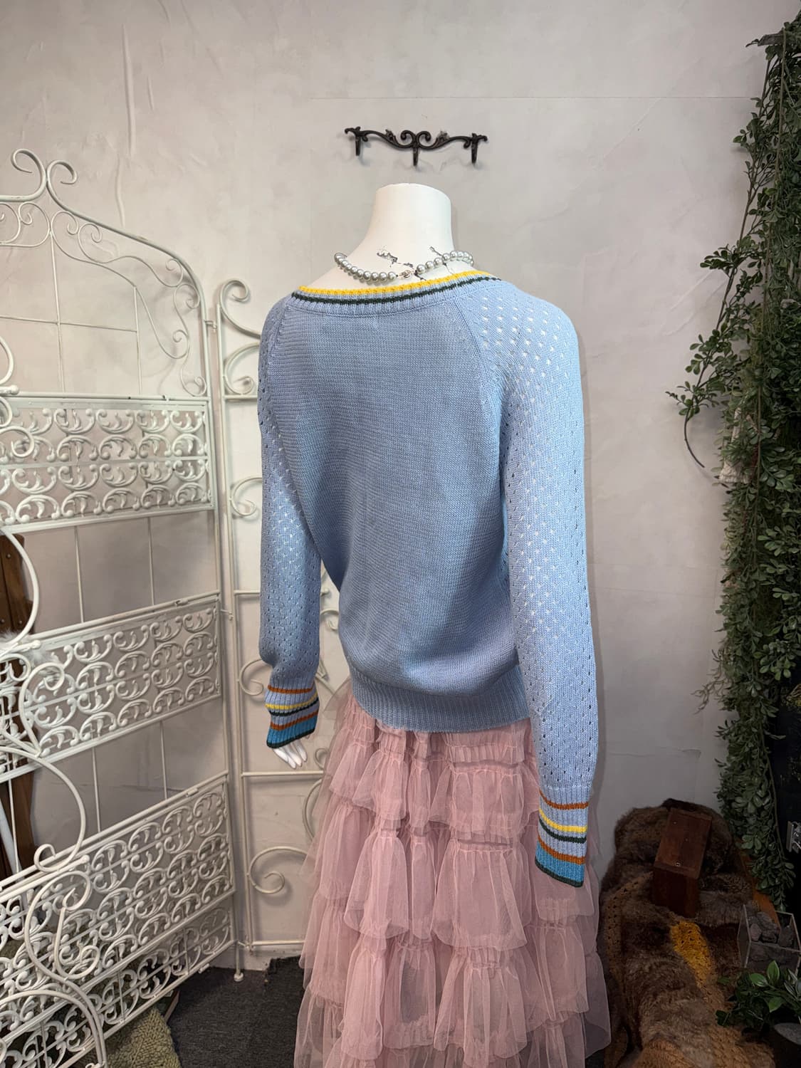 O’2ND mute blue embroidered summer knit 상품이미지6