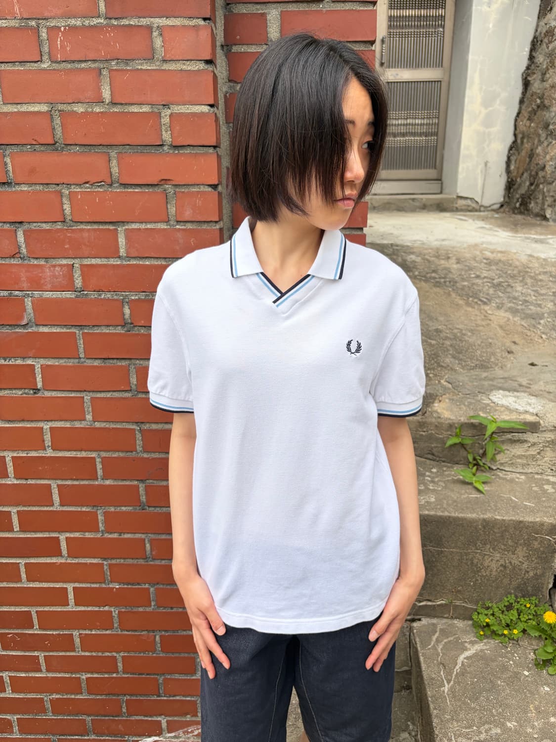Fred Perry 화이트 배색 PK 셔츠 상품이미지3