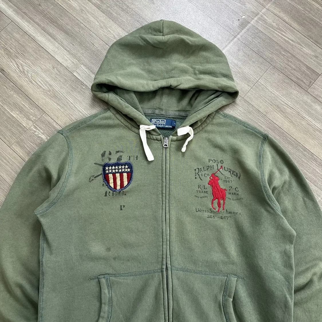 폴로 랄프로렌 빈티지 카키 빅포니 후드티 상품이미지1