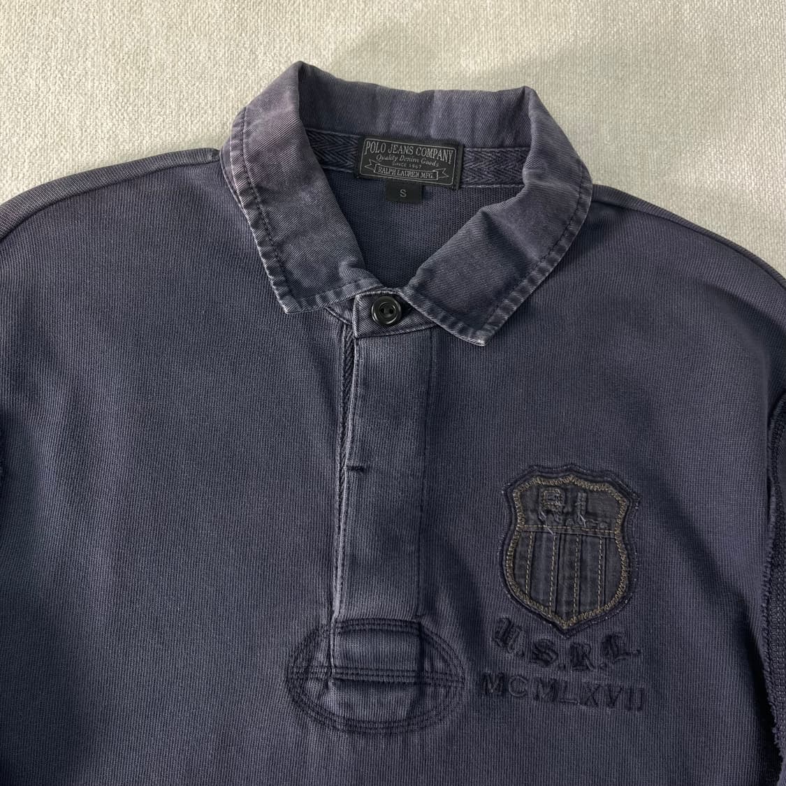95 폴로랄프로렌 진스 성조기패치 빈티지 워싱 럭비티 상품이미지3