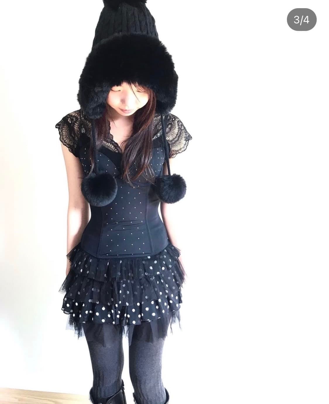 빈티지 갸루 도트 캉캉 스커트 상품이미지2