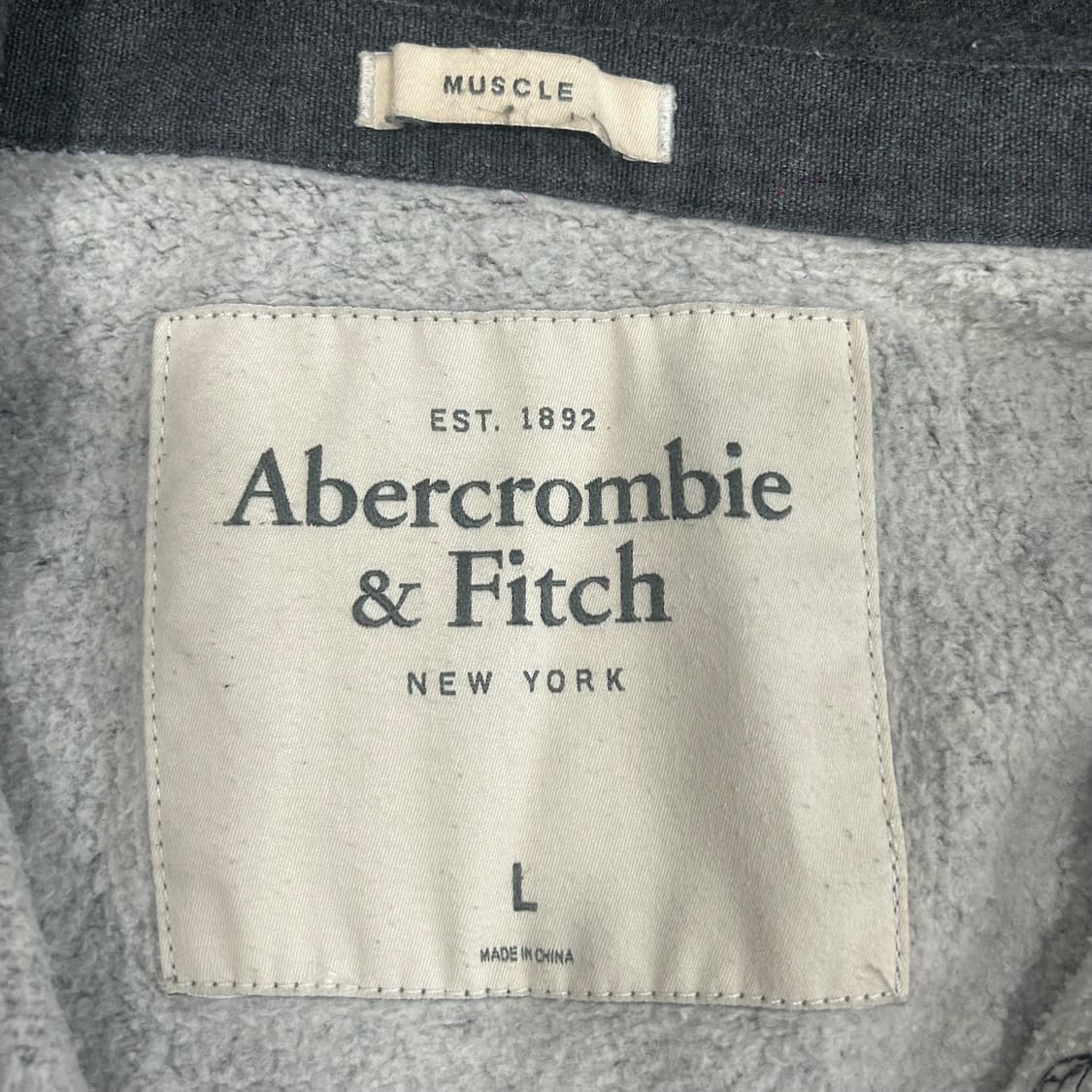Abercrombie 아베크롬비 스펠아웃 로고 멜란지 그레이 후드집업 상품이미지5