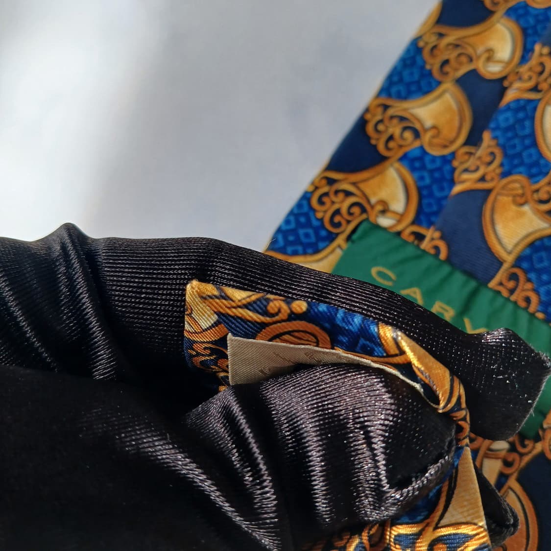 까르뱅 실크 블루 오리엔탈 패턴 넥타이 9.4cm B등급 E800 상품이미지10