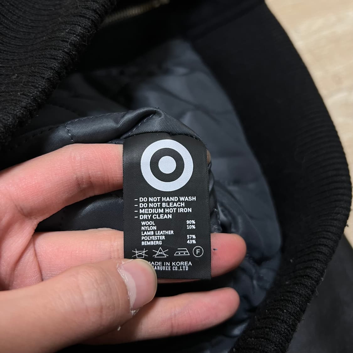 로파이 씬슐레이트 레더슬리브 울 양가죽 스타디움 자켓 [블랙] L/100 상품이미지5