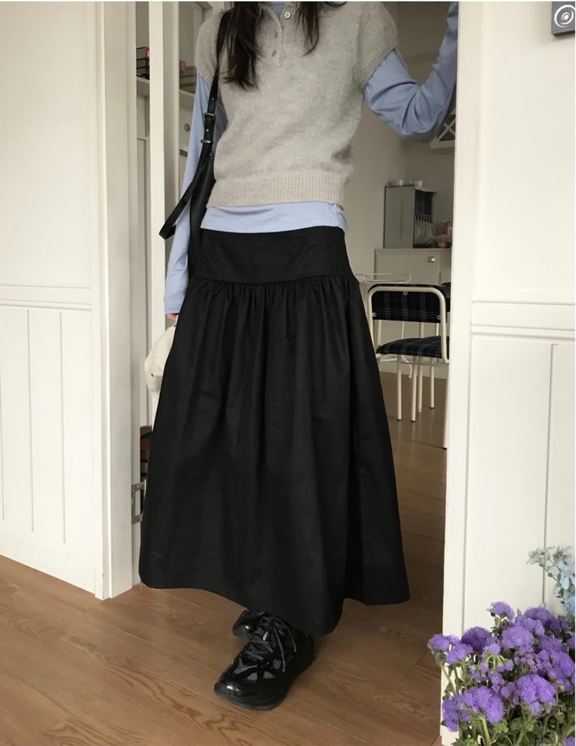 오브나인_flare shirring long skirt_M [새상품] 상품이미지4