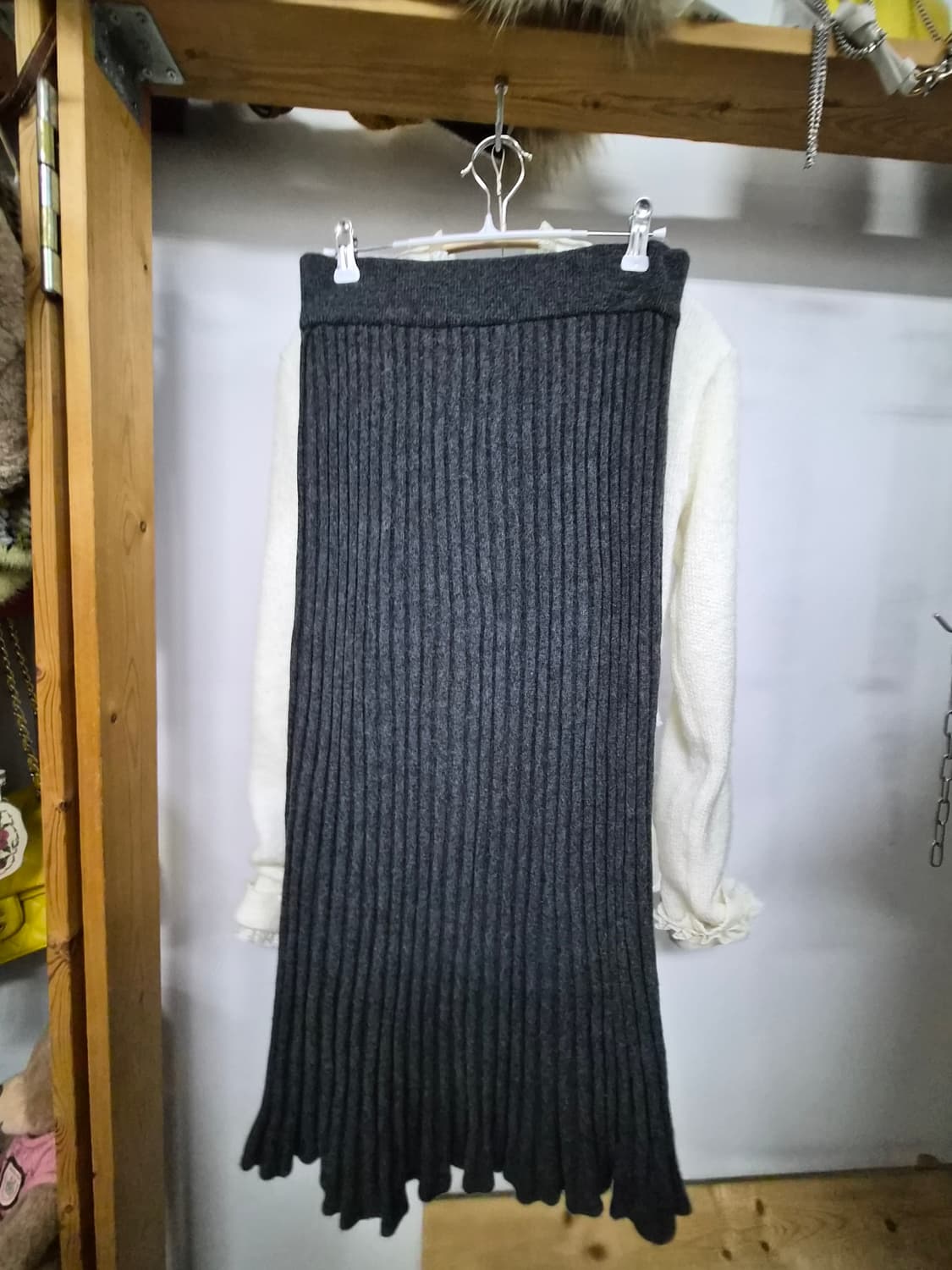 언발 케이프 크롭니트. 골지 캐시미어 스커트 상품이미지6