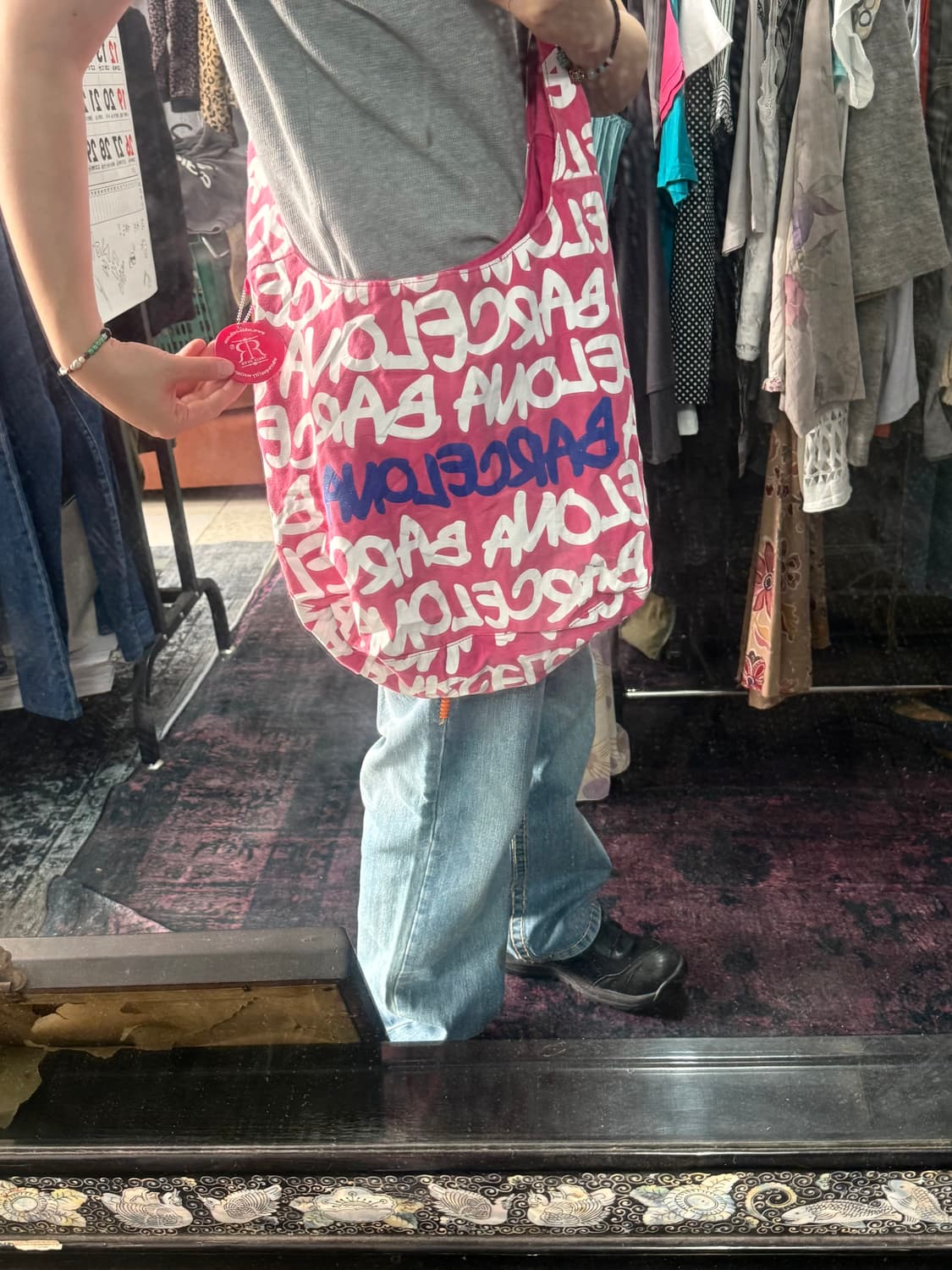 레터링 글리터 핫핑크 숄더 크로스백 상품이미지3