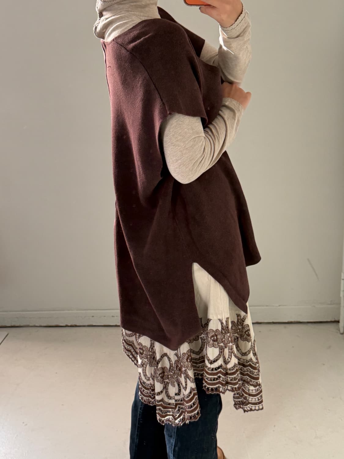 일본빈티지 브라운 니트베스트 상품이미지4