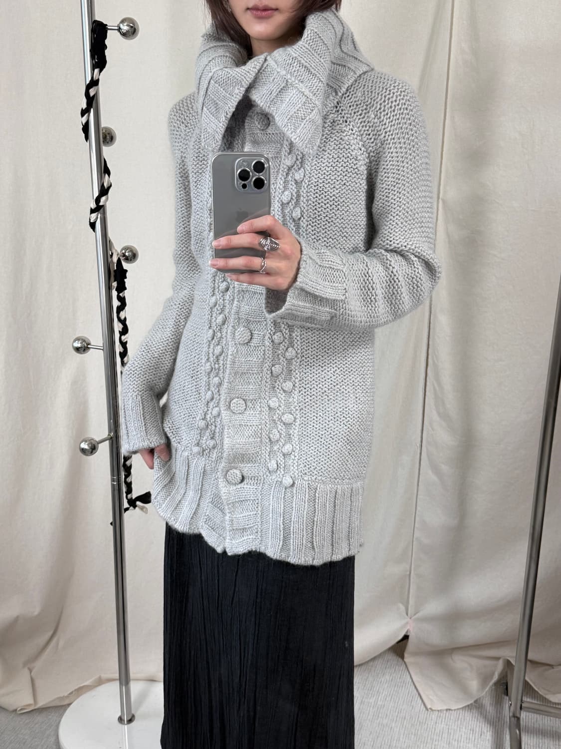 Rosa by 나라카미체 폼폼 롱 니트 가디건 상품이미지2