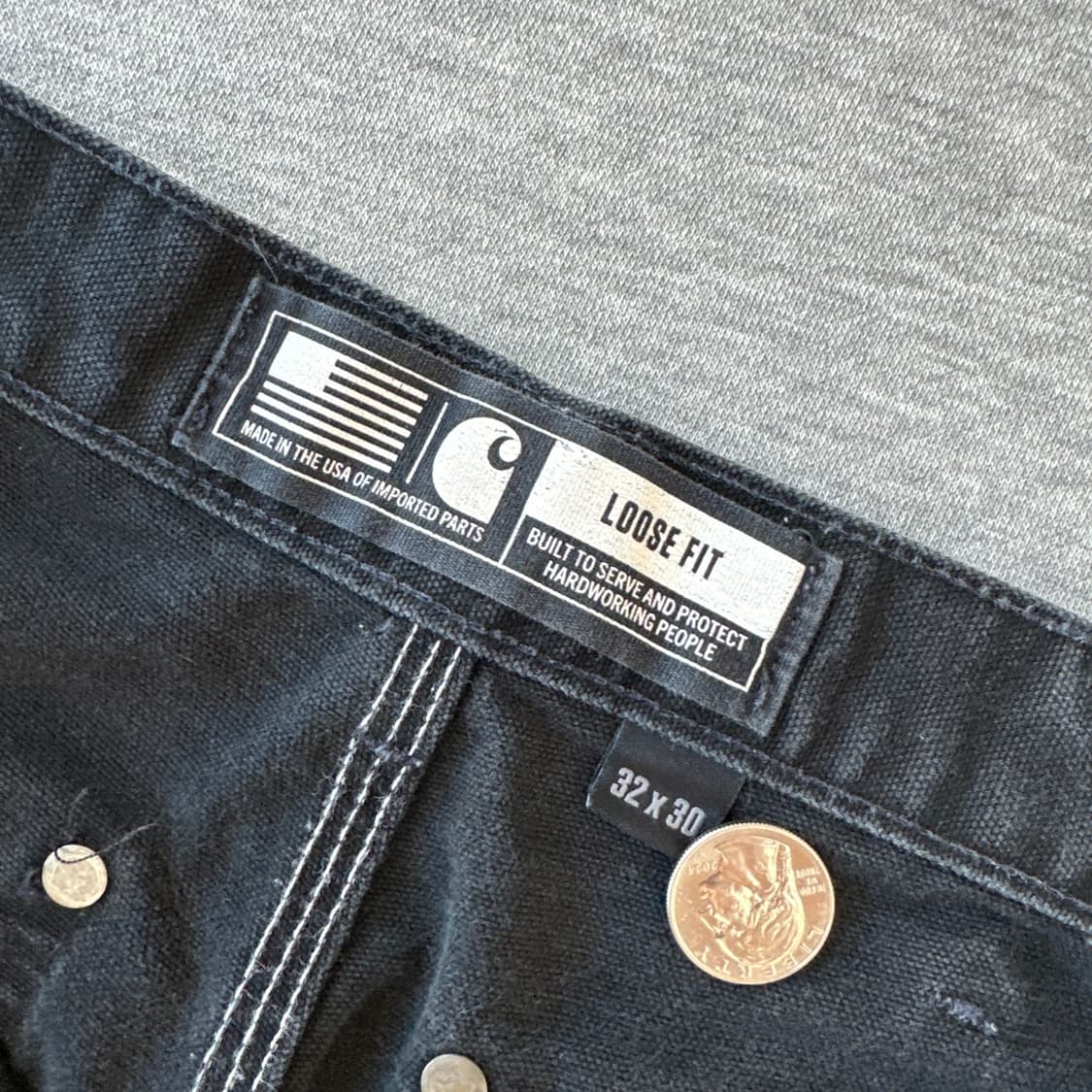 2022년 칼하트 B01 BLK 더블니 워크 팬츠 32 상품이미지5