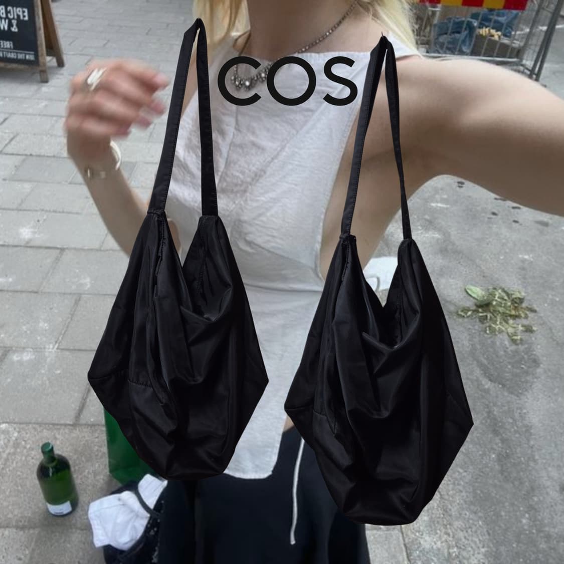 COS Black Coated nylon Hobo Bag 상품이미지1